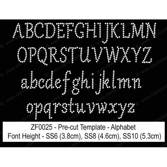 ZF0025 Rhinestone Font Pre-Cut Template Set