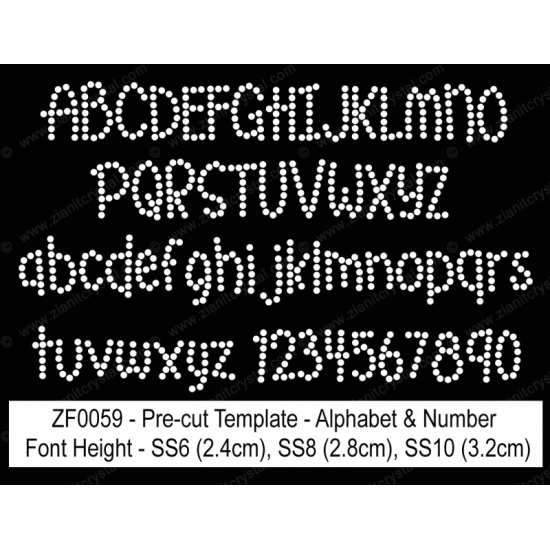 ZF0059 Rhinestone Font Pre-Cut Template Set