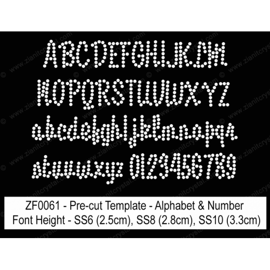 ZF0061 Rhinestone Font Pre-Cut Template Set