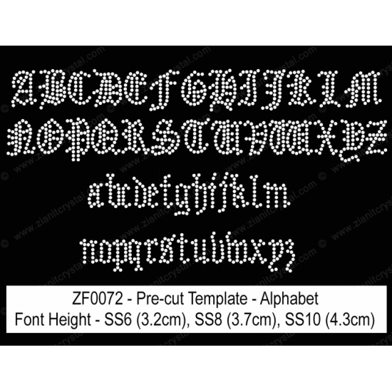 ZF0072 Rhinestone Font Pre-Cut Template Set