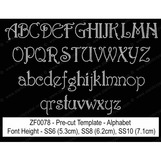 ZF0078 Rhinestone Font Pre-Cut Template Set