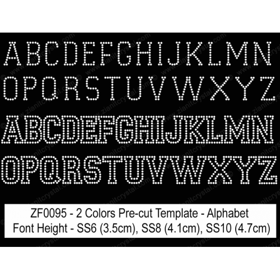 ZF0095 Multi-Color Rhinestone Font Pre-Cut Template Set