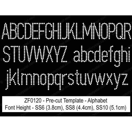 ZF0120 Rhinestone Font Pre-Cut Template Set