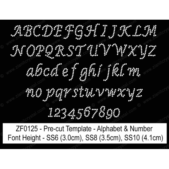 ZF0125 Rhinestone Font Pre-Cut Template Set ZF0125 Rhinestone Font Pre-Cut Template Set