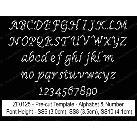 ZF0125 Rhinestone Font Pre-Cut Template Set