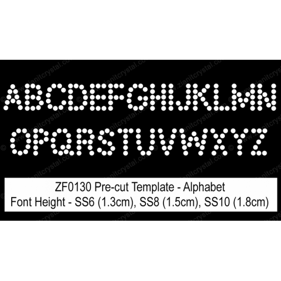 ZF0130 Rhinestone Font Pre-Cut Template Set