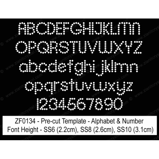 ZF0134 Rhinestone Font Pre-Cut Template Set