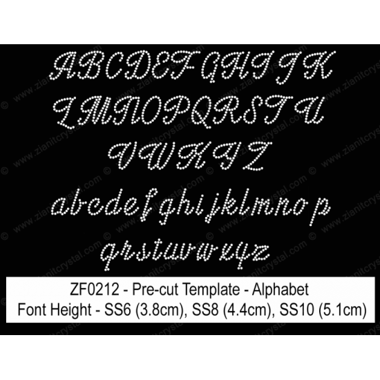 ZF0212 Rhinestone Font Pre-Cut Template Set