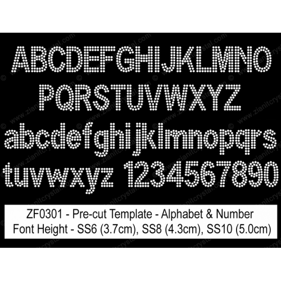 ZF0301 Rhinestone Font Pre-Cut Template Set