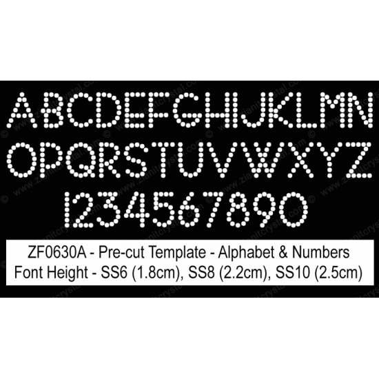 ZF0630A Rhinestone Font Pre-Cut Template Set