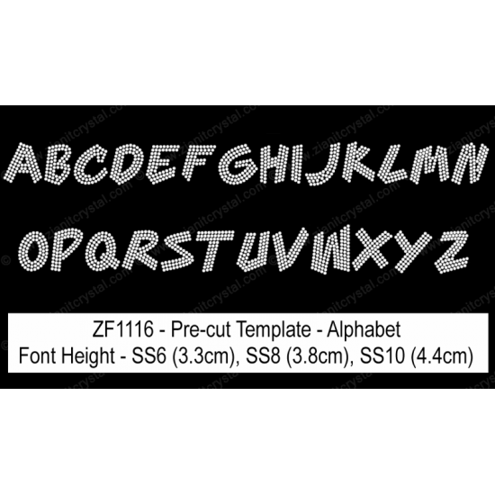ZF1116 Rhinestone Font Pre-Cut Template Set