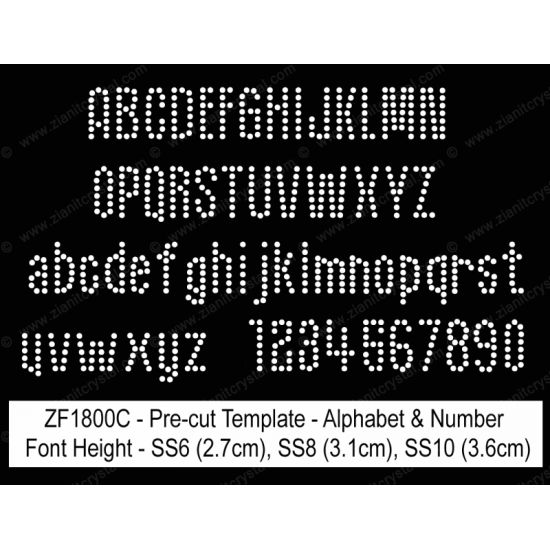 ZF1800C Rhinestone Font Pre-Cut Template Set