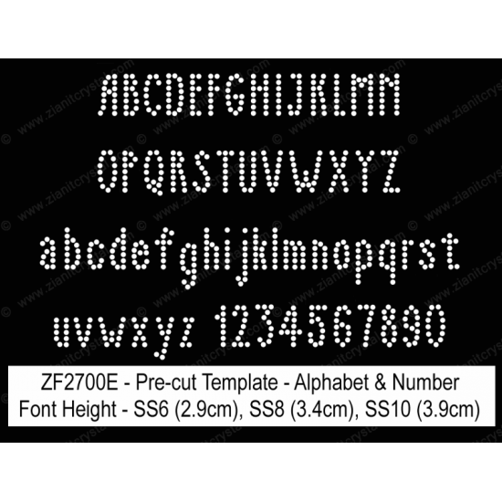 ZF2700E Rhinestone Font Pre-Cut Template Set
