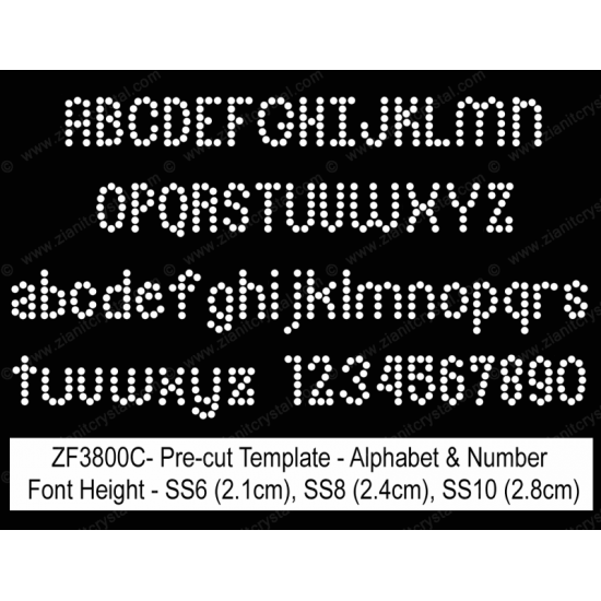 ZF3800C Rhinestone Font Pre-Cut Template Set