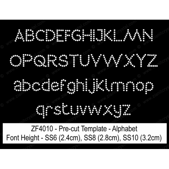 ZF4010 Rhinestone Font Pre-Cut Template Set
