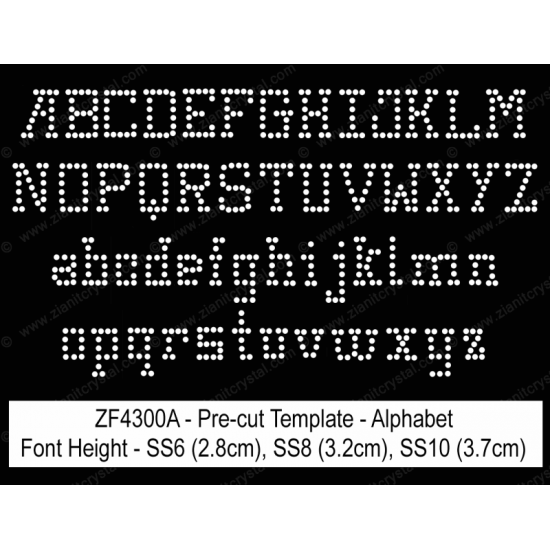 ZF4300A Rhinestone Font PreCut Template Set