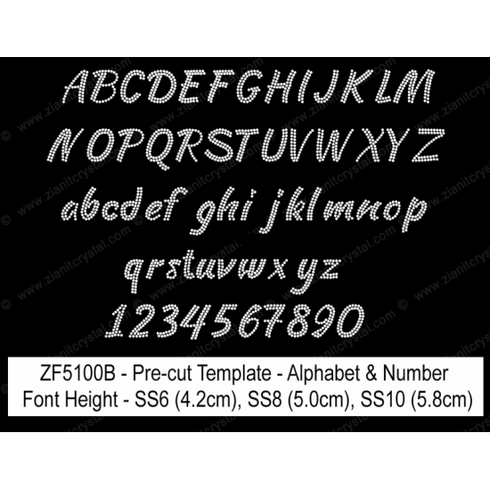 ZF5100B Rhinestone Font Pre-Cut Template Set