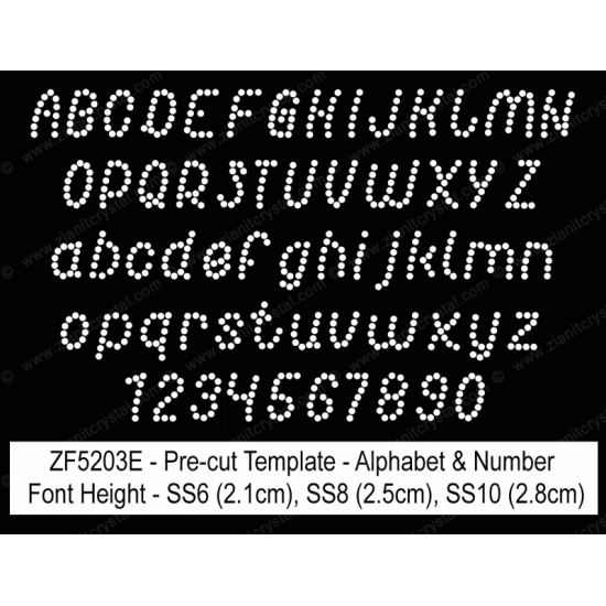 ZF5203E Rhinestone Font Pre-Cut Template Set