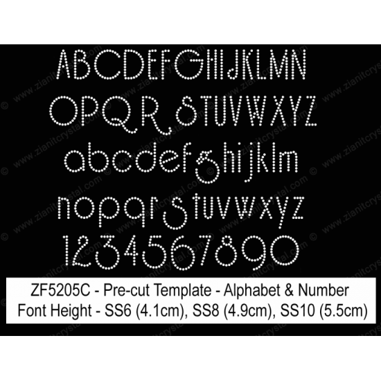 ZF5205C Rhinestone Font Pre-Cut Template Set