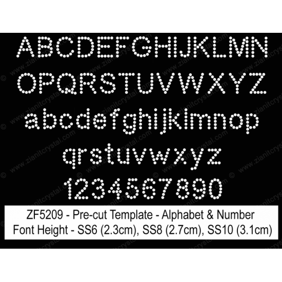 ZF5209 Rhinestone Font Pre-Cut Template Set ZF5209 Rhinestone Font Pre-Cut Template Set
