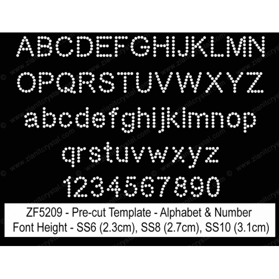 ZF5209 Rhinestone Font Pre-Cut Template Set