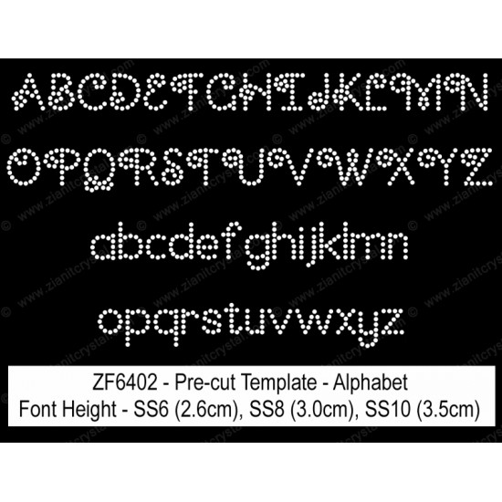 ZF6402 Rhinestone Font Pre-Cut Template Set